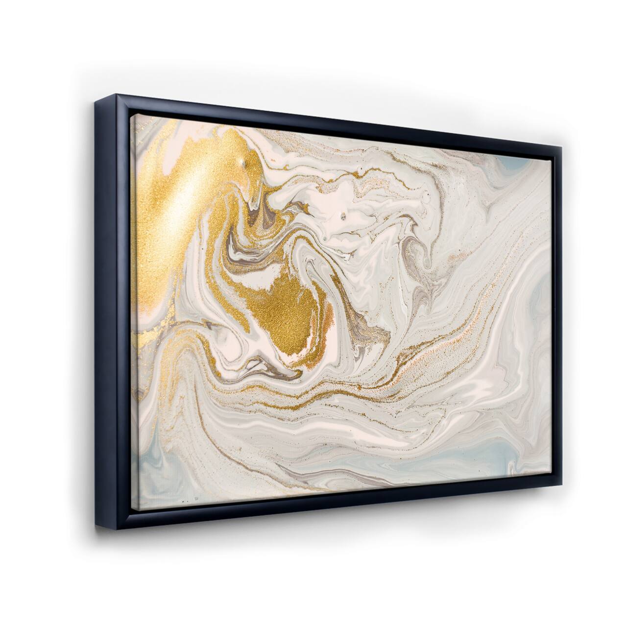 Designart - Pastel and Gold Glitter Marble - Glam Framed Canvas Wall Art Print